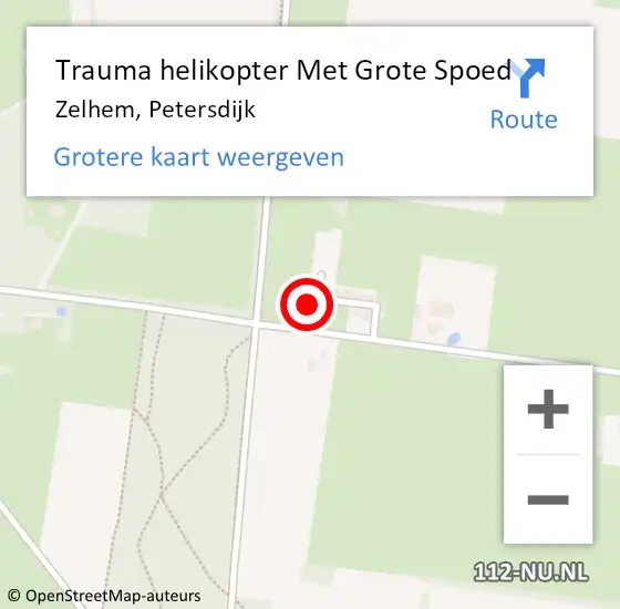 Locatie op kaart van de 112 melding: Trauma helikopter Met Grote Spoed Naar Zelhem, Petersdijk op 2 december 2022 15:39