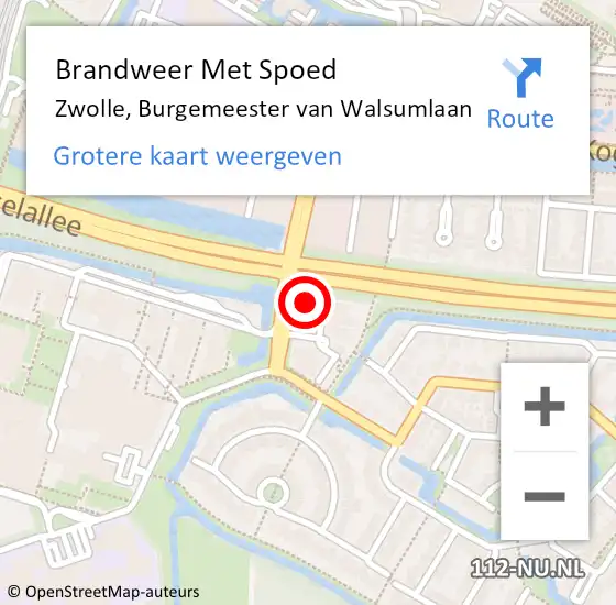 Locatie op kaart van de 112 melding: Brandweer Met Spoed Naar Zwolle, Burgemeester van Walsumlaan op 2 december 2022 15:49