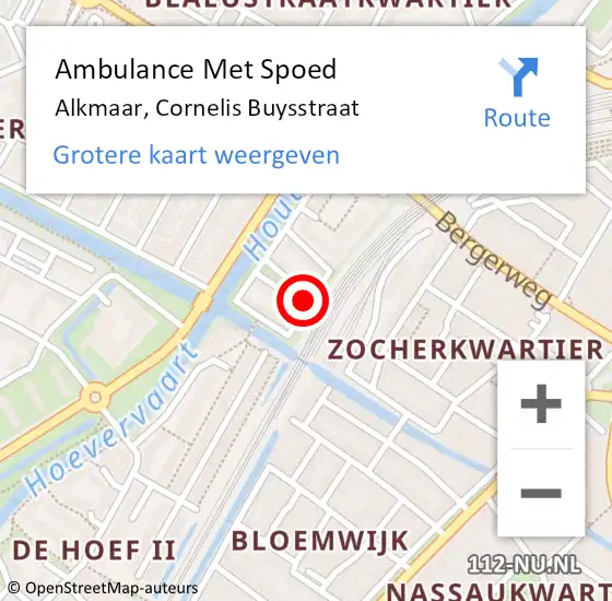 Locatie op kaart van de 112 melding: Ambulance Met Spoed Naar Alkmaar, Cornelis Buysstraat op 2 december 2022 16:04