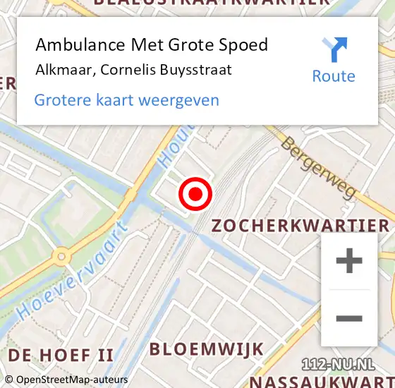 Locatie op kaart van de 112 melding: Ambulance Met Grote Spoed Naar Alkmaar, Cornelis Buysstraat op 2 december 2022 16:05