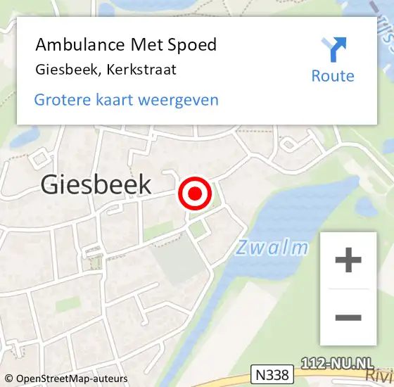 Locatie op kaart van de 112 melding: Ambulance Met Spoed Naar Giesbeek, Kerkstraat op 2 december 2022 16:29