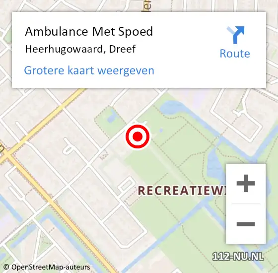 Locatie op kaart van de 112 melding: Ambulance Met Spoed Naar Heerhugowaard, Dreef op 2 december 2022 16:45