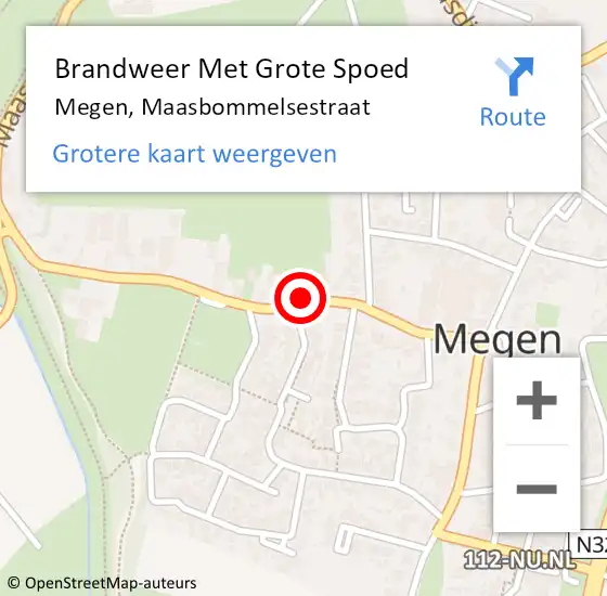 Locatie op kaart van de 112 melding: Brandweer Met Grote Spoed Naar Megen, Maasbommelsestraat op 2 december 2022 17:00
