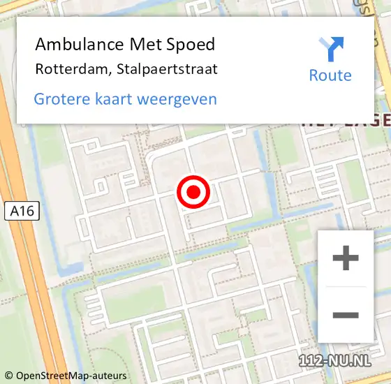 Locatie op kaart van de 112 melding: Ambulance Met Spoed Naar Rotterdam, Stalpaertstraat op 2 december 2022 17:01