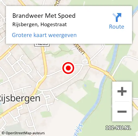 Locatie op kaart van de 112 melding: Brandweer Met Spoed Naar Rijsbergen, Hogestraat op 2 december 2022 17:07