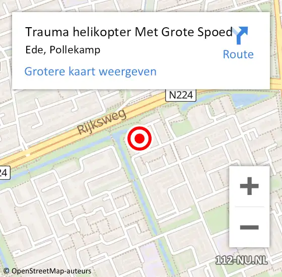 Locatie op kaart van de 112 melding: Trauma helikopter Met Grote Spoed Naar Ede, Pollekamp op 2 december 2022 17:14