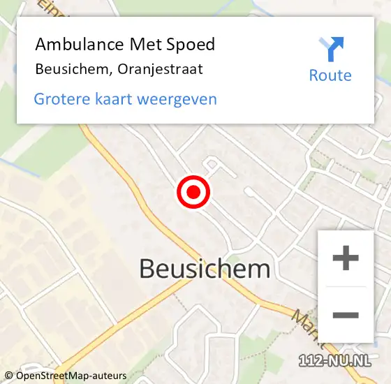 Locatie op kaart van de 112 melding: Ambulance Met Spoed Naar Beusichem, Oranjestraat op 2 december 2022 17:23