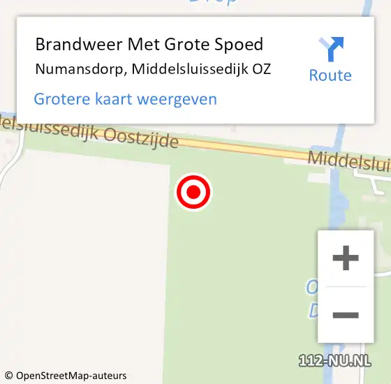 Locatie op kaart van de 112 melding: Brandweer Met Grote Spoed Naar Numansdorp, Middelsluissedijk OZ op 2 december 2022 17:40