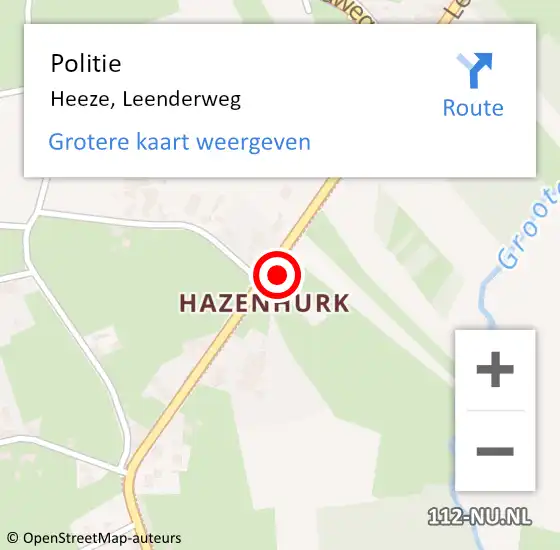 Locatie op kaart van de 112 melding: Politie Heeze, Leenderweg op 2 december 2022 17:58