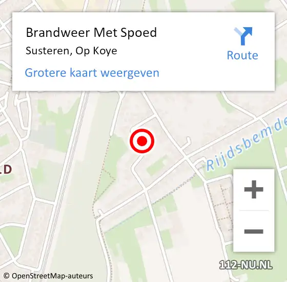 Locatie op kaart van de 112 melding: Brandweer Met Spoed Naar Susteren, Op Koye op 2 december 2022 18:00