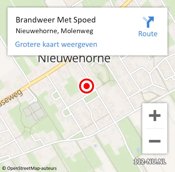 Locatie op kaart van de 112 melding: Brandweer Met Spoed Naar Nieuwehorne, Molenweg op 2 december 2022 18:18