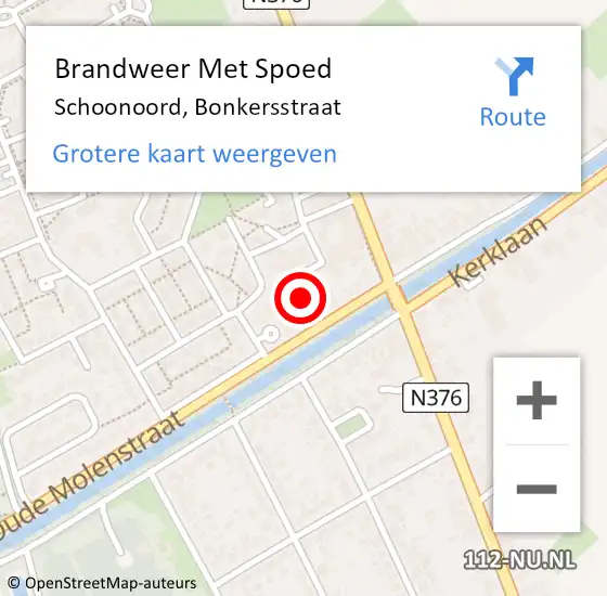 Locatie op kaart van de 112 melding: Brandweer Met Spoed Naar Schoonoord, Bonkersstraat op 2 december 2022 18:32