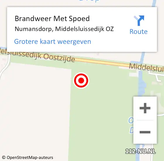 Locatie op kaart van de 112 melding: Brandweer Met Spoed Naar Numansdorp, Middelsluissedijk OZ op 2 december 2022 18:57