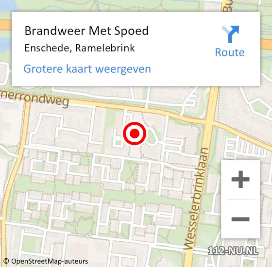 Locatie op kaart van de 112 melding: Brandweer Met Spoed Naar Enschede, Ramelebrink op 2 december 2022 19:02