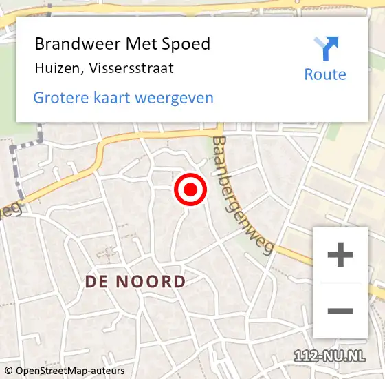Locatie op kaart van de 112 melding: Brandweer Met Spoed Naar Huizen, Vissersstraat op 2 december 2022 19:02