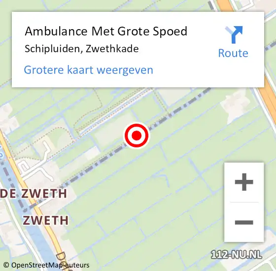 Locatie op kaart van de 112 melding: Ambulance Met Grote Spoed Naar Schipluiden, Zwethkade op 7 augustus 2014 03:20
