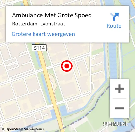 Locatie op kaart van de 112 melding: Ambulance Met Grote Spoed Naar Rotterdam, Lyonstraat op 2 december 2022 20:02
