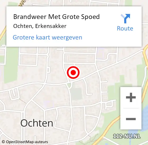 Locatie op kaart van de 112 melding: Brandweer Met Grote Spoed Naar Ochten, Erkensakker op 2 december 2022 20:06