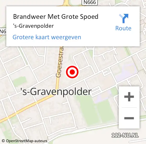 Locatie op kaart van de 112 melding: Brandweer Met Grote Spoed Naar 's-Gravenpolder op 7 augustus 2014 03:34