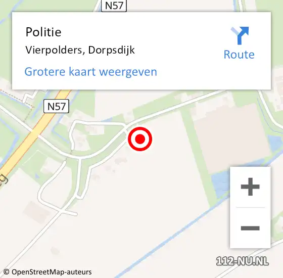 Locatie op kaart van de 112 melding: Politie Vierpolders, Dorpsdijk op 2 december 2022 20:58