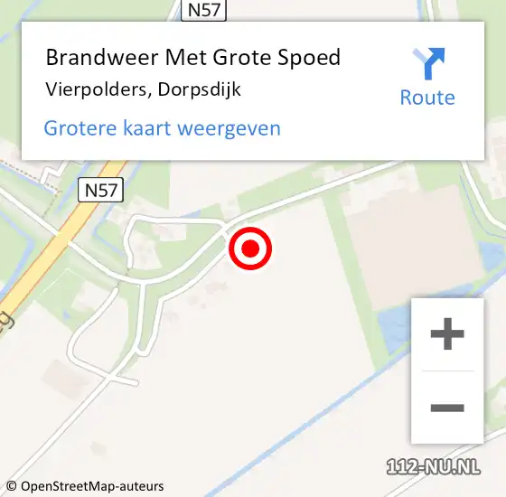 Locatie op kaart van de 112 melding: Brandweer Met Grote Spoed Naar Vierpolders, Dorpsdijk op 2 december 2022 20:58