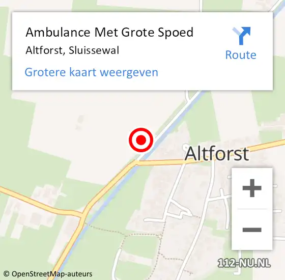Locatie op kaart van de 112 melding: Ambulance Met Grote Spoed Naar Altforst, Sluissewal op 2 december 2022 20:59