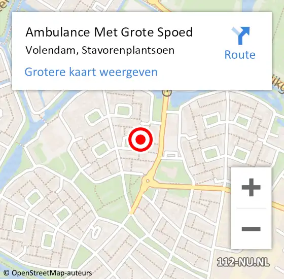 Locatie op kaart van de 112 melding: Ambulance Met Grote Spoed Naar Volendam, Stavorenplantsoen op 2 december 2022 20:59