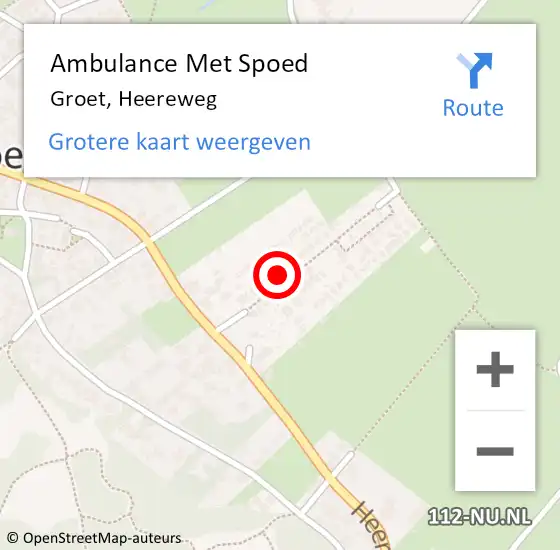 Locatie op kaart van de 112 melding: Ambulance Met Spoed Naar Groet, Heereweg op 2 december 2022 21:00