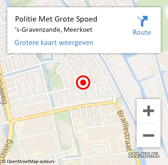 Locatie op kaart van de 112 melding: Politie Met Grote Spoed Naar 's-Gravenzande, Meerkoet op 2 december 2022 21:05