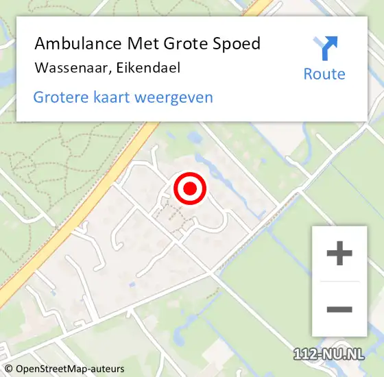 Locatie op kaart van de 112 melding: Ambulance Met Grote Spoed Naar Wassenaar, Eikendael op 2 december 2022 21:22