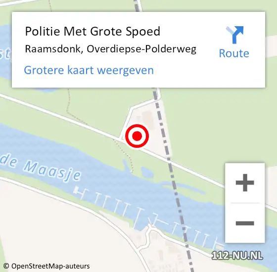 Locatie op kaart van de 112 melding: Politie Met Grote Spoed Naar Raamsdonk, Overdiepse-Polderweg op 2 december 2022 21:24