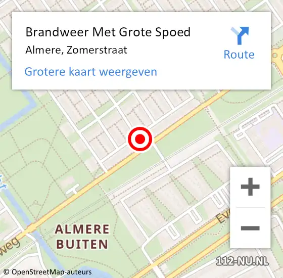 Locatie op kaart van de 112 melding: Brandweer Met Grote Spoed Naar Almere, Zomerstraat op 2 december 2022 21:27