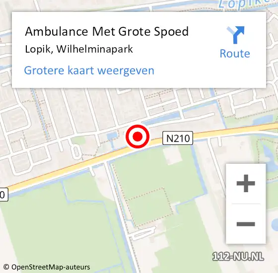 Locatie op kaart van de 112 melding: Ambulance Met Grote Spoed Naar Lopik, Wilhelminapark op 10 oktober 2013 18:48