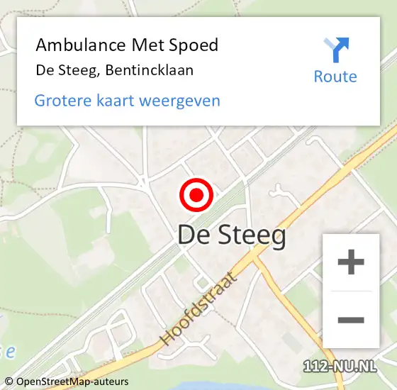 Locatie op kaart van de 112 melding: Ambulance Met Spoed Naar De Steeg, Bentincklaan op 2 december 2022 21:38