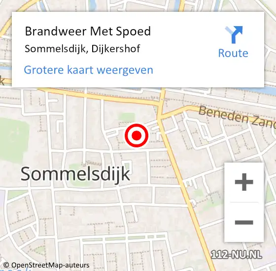 Locatie op kaart van de 112 melding: Brandweer Met Spoed Naar Sommelsdijk, Dijkershof op 2 december 2022 21:48