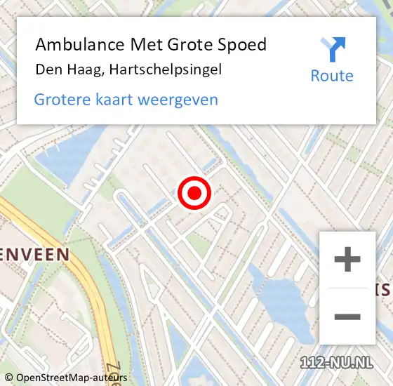 Locatie op kaart van de 112 melding: Ambulance Met Grote Spoed Naar Den Haag, Hartschelpsingel op 2 december 2022 22:48