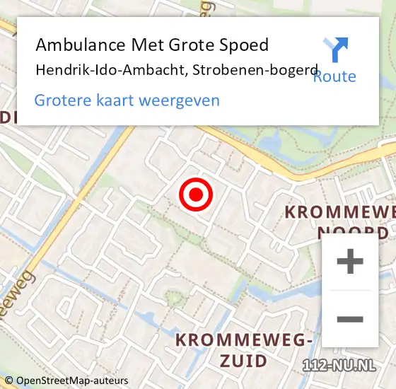 Locatie op kaart van de 112 melding: Ambulance Met Grote Spoed Naar Hendrik-Ido-Ambacht, Strobenen-bogerd op 2 december 2022 23:11