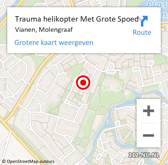 Locatie op kaart van de 112 melding: Trauma helikopter Met Grote Spoed Naar Vianen, Molengraaf op 2 december 2022 23:32