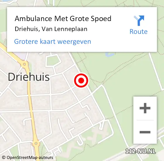 Locatie op kaart van de 112 melding: Ambulance Met Grote Spoed Naar Driehuis, Van Lenneplaan op 3 december 2022 00:35