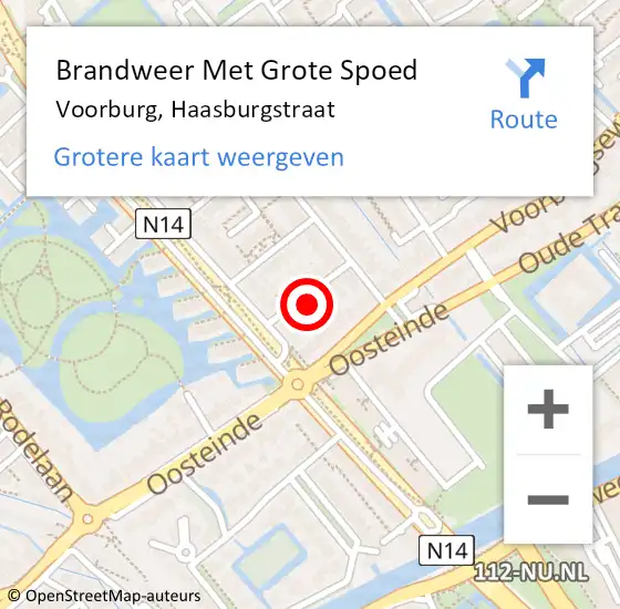 Locatie op kaart van de 112 melding: Brandweer Met Grote Spoed Naar Voorburg, Haasburgstraat op 3 december 2022 01:22