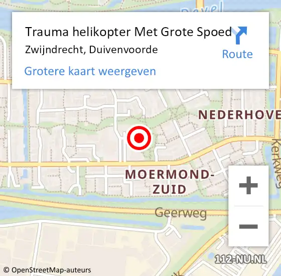 Locatie op kaart van de 112 melding: Trauma helikopter Met Grote Spoed Naar Zwijndrecht, Duivenvoorde op 3 december 2022 01:23