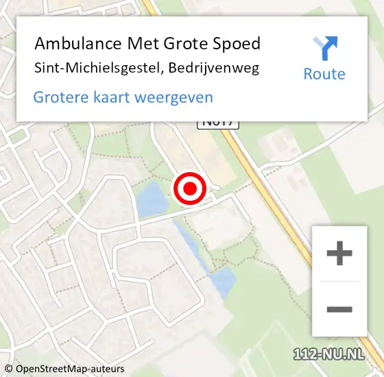 Locatie op kaart van de 112 melding: Ambulance Met Grote Spoed Naar Sint-Michielsgestel, Bedrijvenweg op 7 augustus 2014 04:56