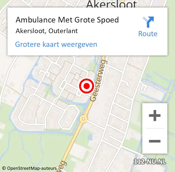 Locatie op kaart van de 112 melding: Ambulance Met Grote Spoed Naar Akersloot, Outerlant op 3 december 2022 01:37