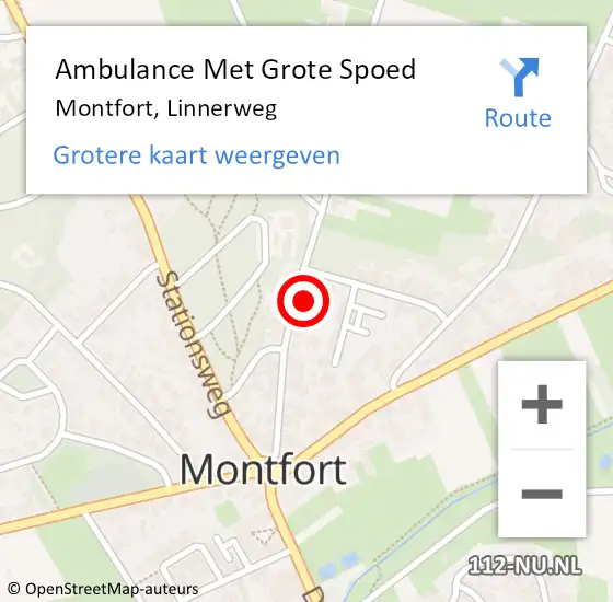Locatie op kaart van de 112 melding: Ambulance Met Grote Spoed Naar Montfort, Linnerweg op 3 december 2022 02:37