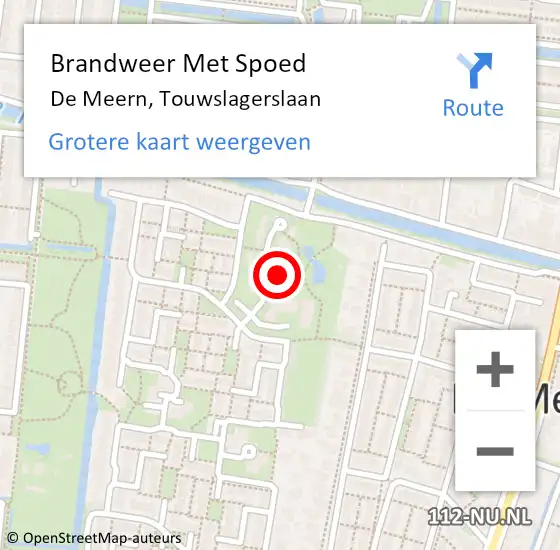 Locatie op kaart van de 112 melding: Brandweer Met Spoed Naar De Meern, Touwslagerslaan op 3 december 2022 02:56