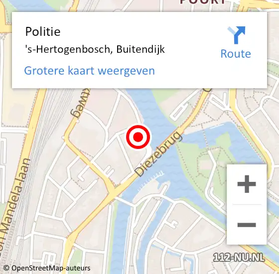 Locatie op kaart van de 112 melding: Politie 's-Hertogenbosch, Buitendijk op 3 december 2022 03:53