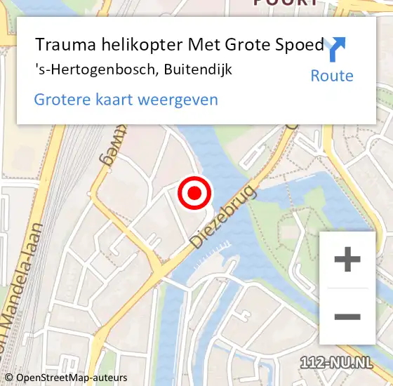 Locatie op kaart van de 112 melding: Trauma helikopter Met Grote Spoed Naar 's-Hertogenbosch, Buitendijk op 3 december 2022 03:54