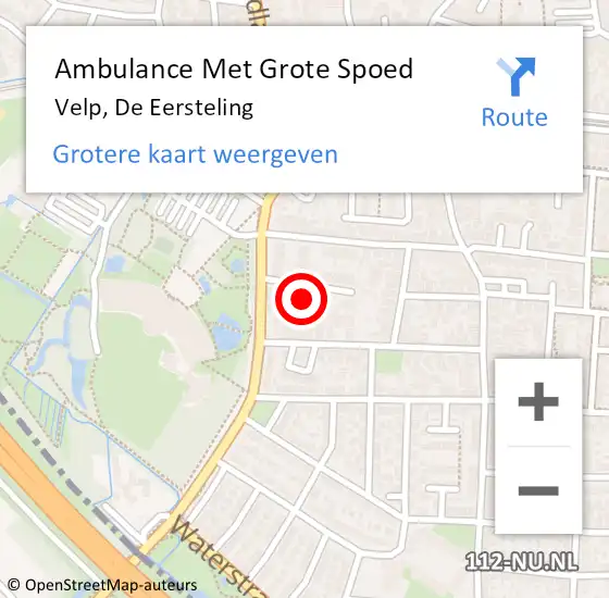 Locatie op kaart van de 112 melding: Ambulance Met Grote Spoed Naar Velp, De Eersteling op 3 december 2022 04:09