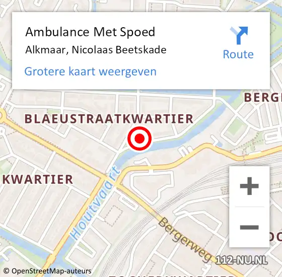 Locatie op kaart van de 112 melding: Ambulance Met Spoed Naar Alkmaar, Nicolaas Beetskade op 3 december 2022 04:33