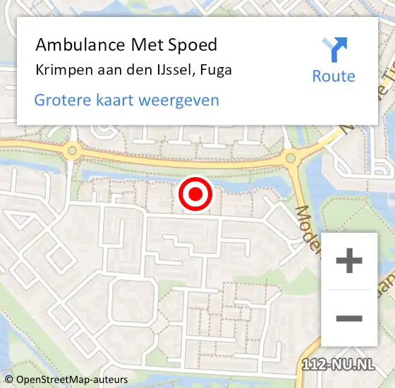 Locatie op kaart van de 112 melding: Ambulance Met Spoed Naar Krimpen aan den IJssel, Fuga op 3 december 2022 05:29